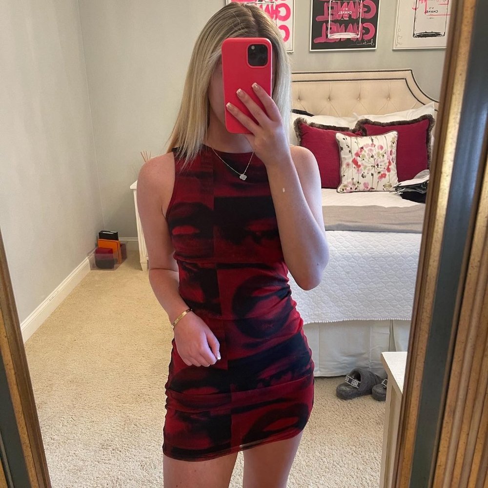 URBAN OUFITTERS UK RED/BLCK MINI DRESS